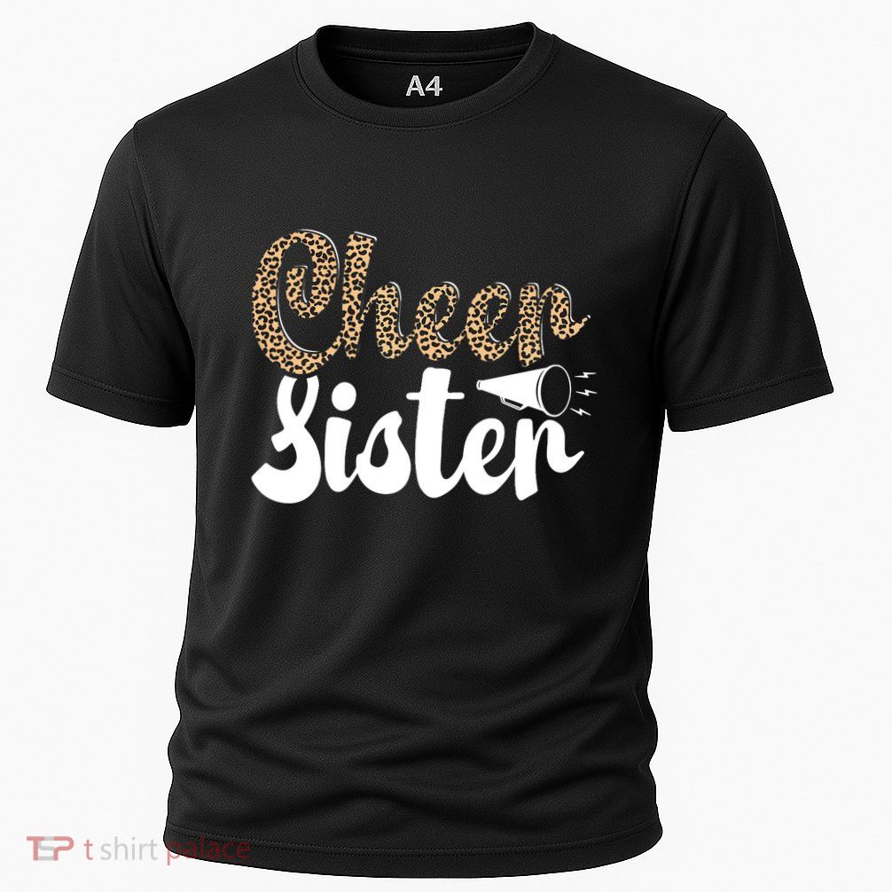 Funny Cheerleading Leopard Graphic Wo Cheer Sister Performance Shirt