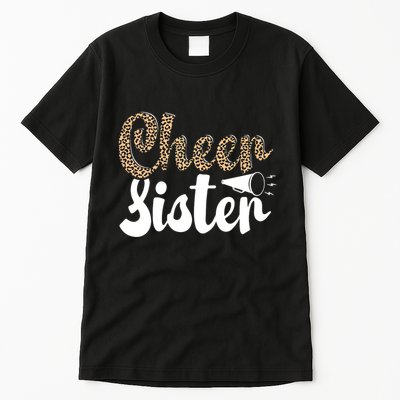 Funny Cheerleading Leopard Graphic Wo Cheer Sister Tall T-Shirt
