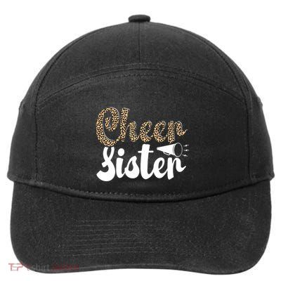 Funny Cheerleading Leopard Graphic Wo Cheer Sister 7-Panel Snapback Hat