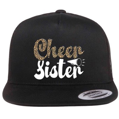 Funny Cheerleading Leopard Graphic Wo Cheer Sister Flatbill Hat