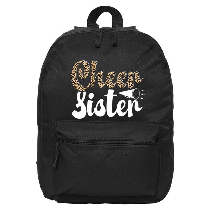 Funny Cheerleading Leopard Graphic Wo Cheer Sister 16 in Basic Backpack
