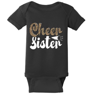 Funny Cheerleading Leopard Graphic Wo Cheer Sister Baby Bodysuit