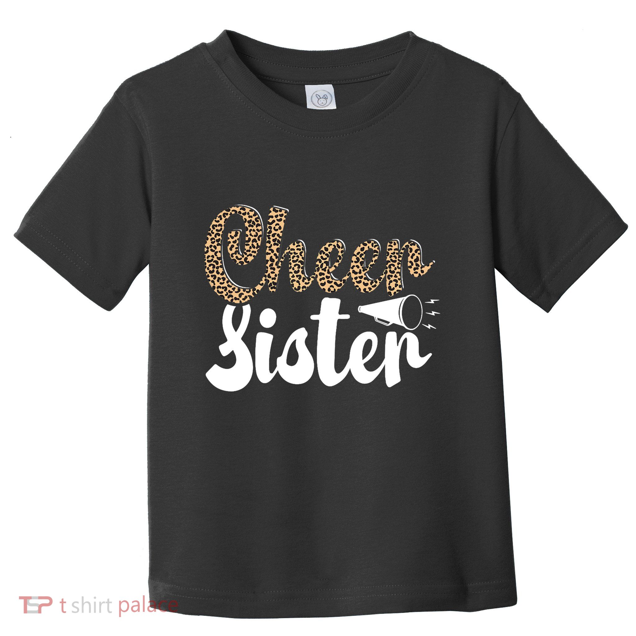 Funny Cheerleading Leopard Graphic Wo Cheer Sister Toddler T-Shirt