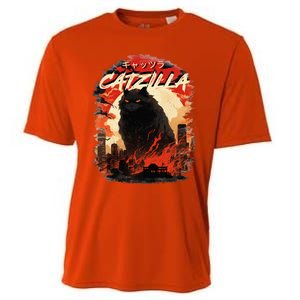 Funny Cat Lover Catzilla Cat Humor Cat Cooling Performance Crew T-Shirt