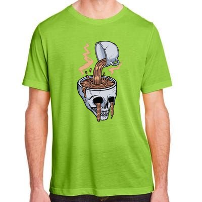 Funny Coffee Lover Skull Coffee Addict Coffee Cup Skull Head Adult ChromaSoft Performance T-Shirt