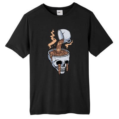 Funny Coffee Lover Skull Coffee Addict Coffee Cup Skull Head Tall Fusion ChromaSoft Performance T-Shirt