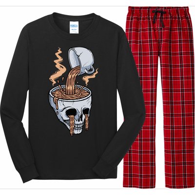 Funny Coffee Lover Skull Coffee Addict Coffee Cup Skull Head Long Sleeve Pajama Set