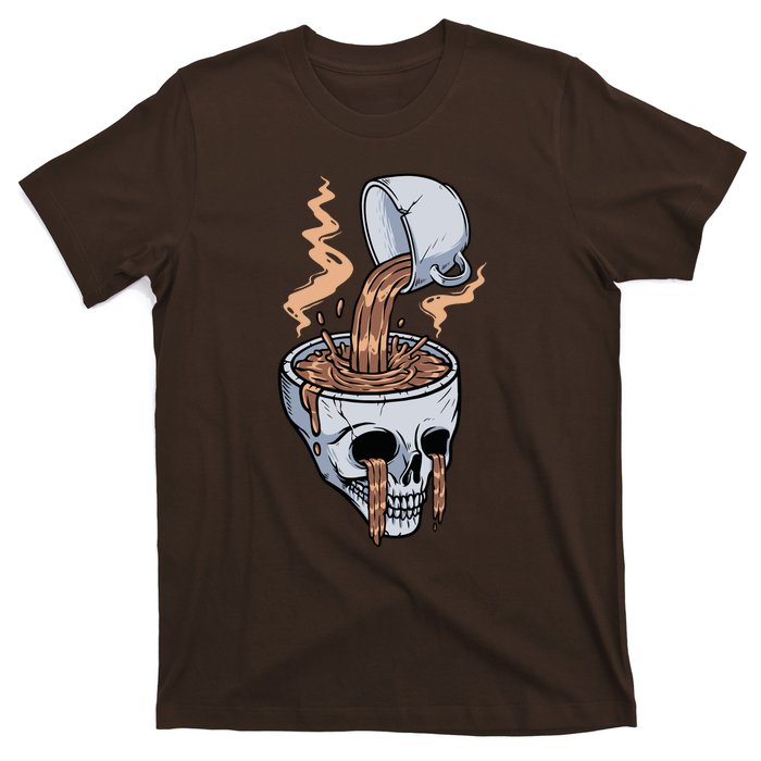 Funny Coffee Lover Skull Coffee Addict Coffee Cup Skull Head T-Shirt