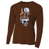 Funny Coffee Lover Skull Coffee Addict Coffee Cup Skull Head Cooling Performance Long Sleeve Crew