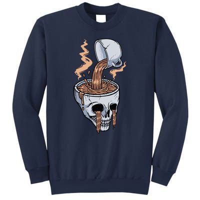 Funny Coffee Lover Skull Coffee Addict Coffee Cup Skull Head Sweatshirt