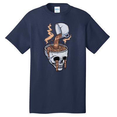 Funny Coffee Lover Skull Coffee Addict Coffee Cup Skull Head Tall T-Shirt