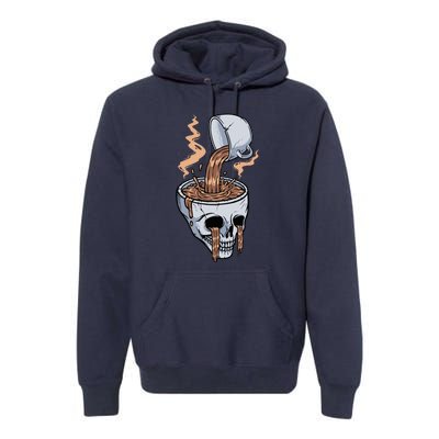 Funny Coffee Lover Skull Coffee Addict Coffee Cup Skull Head Premium Hoodie