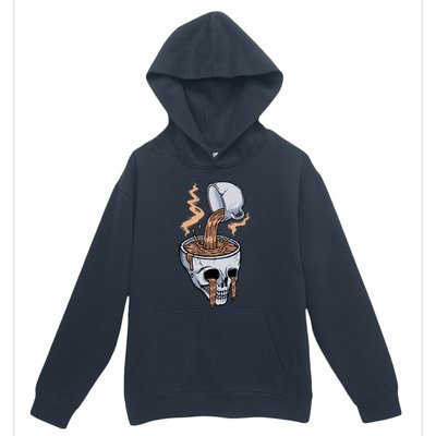 Funny Coffee Lover Skull Coffee Addict Coffee Cup Skull Head Urban Pullover Hoodie