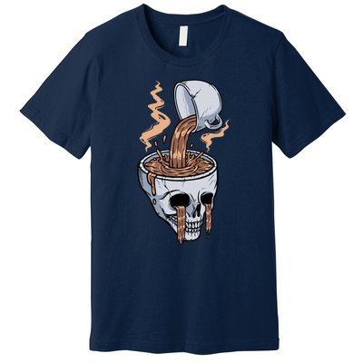 Funny Coffee Lover Skull Coffee Addict Coffee Cup Skull Head Premium T-Shirt