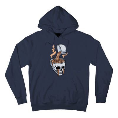 Funny Coffee Lover Skull Coffee Addict Coffee Cup Skull Head Tall Hoodie