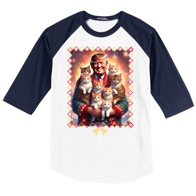 Funny Cat Lover Christmas Sweater Trump Ugly Christmas Sweatshirt Baseball Sleeve Shirt