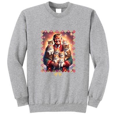 Funny Cat Lover Christmas Sweater Trump Ugly Christmas Sweatshirt Tall Sweatshirt