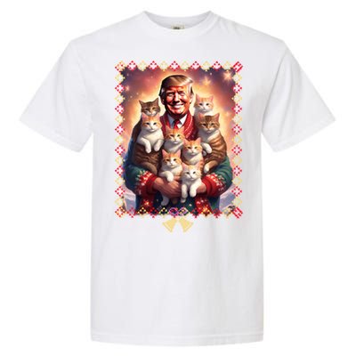 Funny Cat Lover Christmas Sweater Trump Ugly Christmas Sweatshirt Garment-Dyed Heavyweight T-Shirt