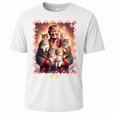 Funny Cat Lover Christmas Sweater Trump Ugly Christmas Sweatshirt Cooling Performance Crew T-Shirt