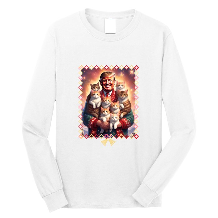 Funny Cat Lover Christmas Sweater Trump Ugly Christmas Sweatshirt Long Sleeve Shirt