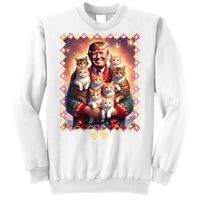 Funny Cat Lover Christmas Sweater Trump Ugly Christmas Sweatshirt Sweatshirt