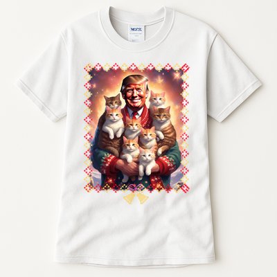 Funny Cat Lover Christmas Sweater Trump Ugly Christmas Sweatshirt Tall T-Shirt