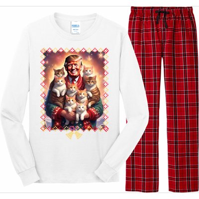 Funny Cat Lover Christmas Sweater Trump Ugly Christmas Sweatshirt Long Sleeve Pajama Set