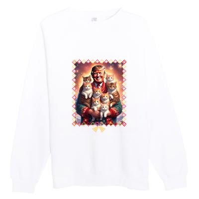 Funny Cat Lover Christmas Sweater Trump Ugly Christmas Sweatshirt Premium Crewneck Sweatshirt