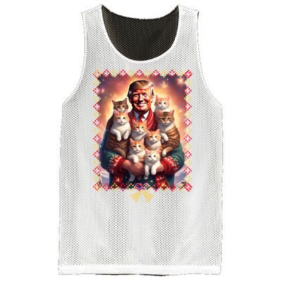 Funny Cat Lover Christmas Sweater Trump Ugly Christmas Sweatshirt Mesh Reversible Basketball Jersey Tank