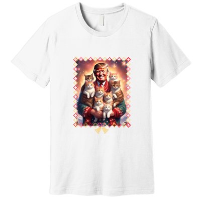 Funny Cat Lover Christmas Sweater Trump Ugly Christmas Sweatshirt Premium T-Shirt