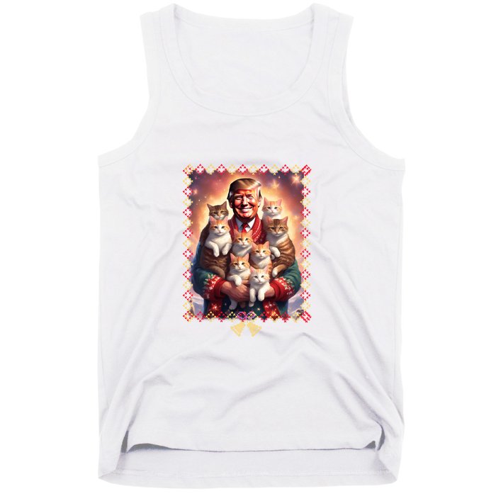 Funny Cat Lover Christmas Sweater Trump Ugly Christmas Sweatshirt Tank Top