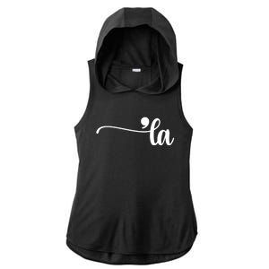 Funny Comma La Kamala Harris Punctuation La Election Vote Ladies PosiCharge Tri-Blend Wicking Draft Hoodie Tank