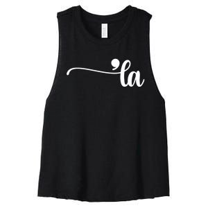 Funny Comma La Kamala Harris Punctuation La Election Vote Women's Racerback Cropped Tank