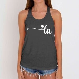 Funny Comma La Kamala Harris Punctuation La Election Vote Women's Knotted Racerback Tank