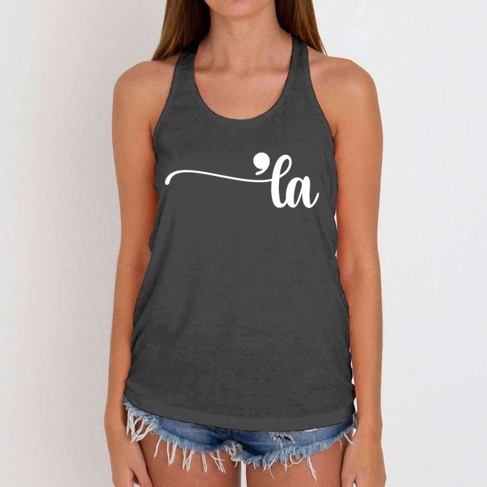 Funny Comma La Kamala Harris Punctuation La Election Vote Women's Knotted Racerback Tank