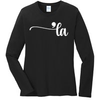 Funny Comma La Kamala Harris Punctuation La Election Vote Ladies Long Sleeve Shirt