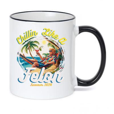 Funny Chillin Like A Felon Summer 2024 2024 Trump Supporter 11oz Black Color Changing Mug