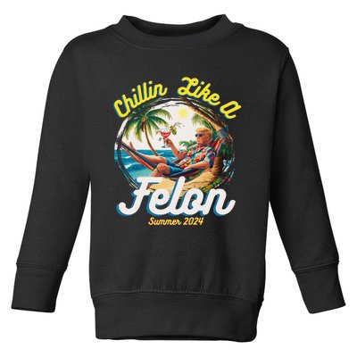 Funny Chillin Like A Felon Summer 2024 2024 Trump Supporter Toddler Sweatshirt