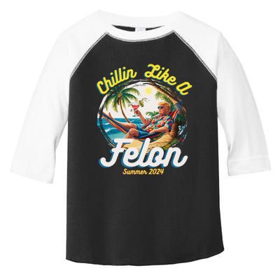 Funny Chillin Like A Felon Summer 2024 2024 Trump Supporter Toddler Fine Jersey T-Shirt