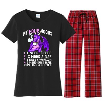 Funny Coffee Lover Funny Moods Coffee Drinker Women's Flannel Pajama Set