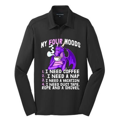 Funny Coffee Lover Funny Moods Coffee Drinker Silk Touch Performance Long Sleeve Polo