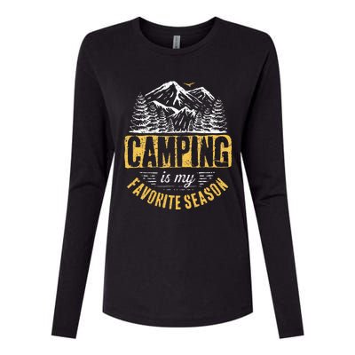 Funny Camping Lover Outdoor Camper Camping Favorite Season Womens Cotton Relaxed Long Sleeve T-Shirt