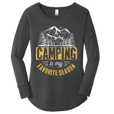 Funny Camping Lover Outdoor Camper Camping Favorite Season Women's Perfect Tri Tunic Long Sleeve Shirt