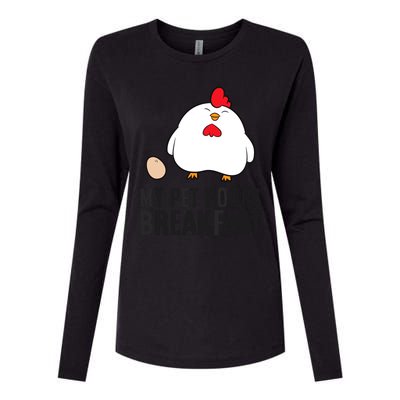 Funny Chicken Lover My Pet Poops Breakfast Womens Cotton Relaxed Long Sleeve T-Shirt