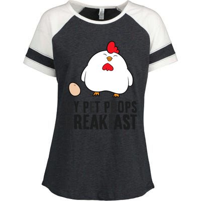 Funny Chicken Lover My Pet Poops Breakfast Enza Ladies Jersey Colorblock Tee