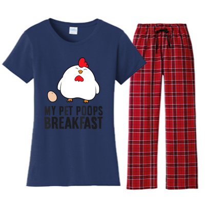 Funny Chicken Lover My Pet Poops Breakfast Women's Flannel Pajama Set