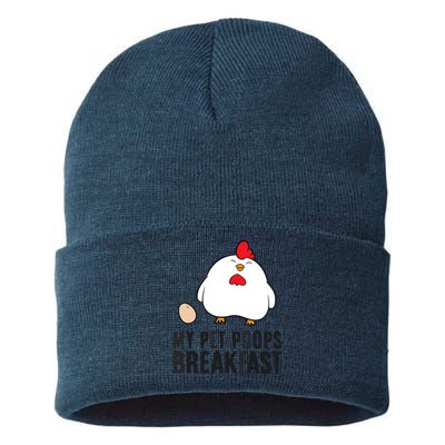 Funny Chicken Lover My Pet Poops Breakfast Sustainable Knit Beanie