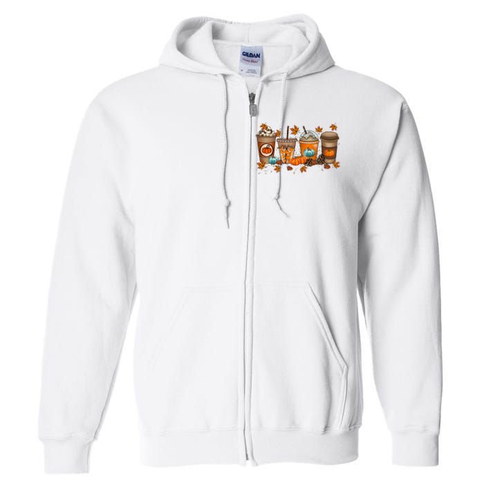 Fall Coffee Lover Pumpkin Full Zip Hoodie