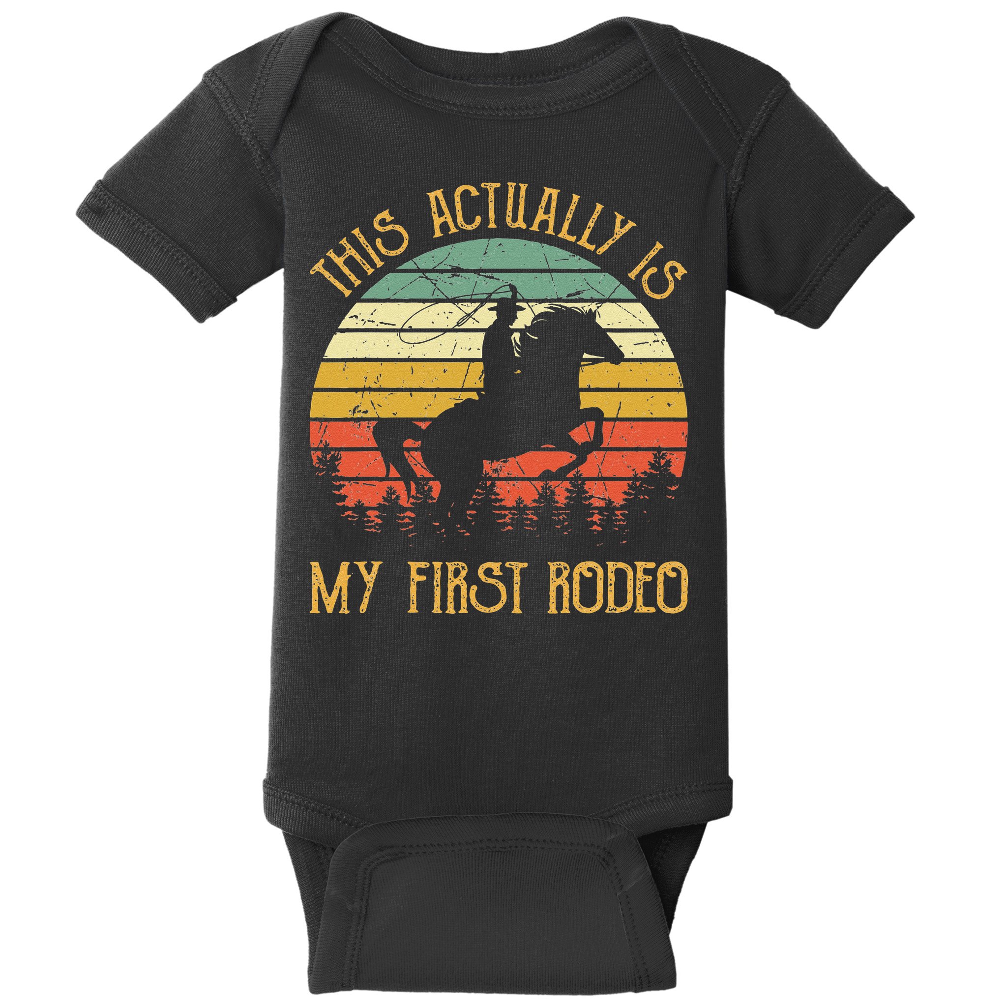 Funny Country Life Howdy This Actually Is My First Rodeo Baby Bodysuit