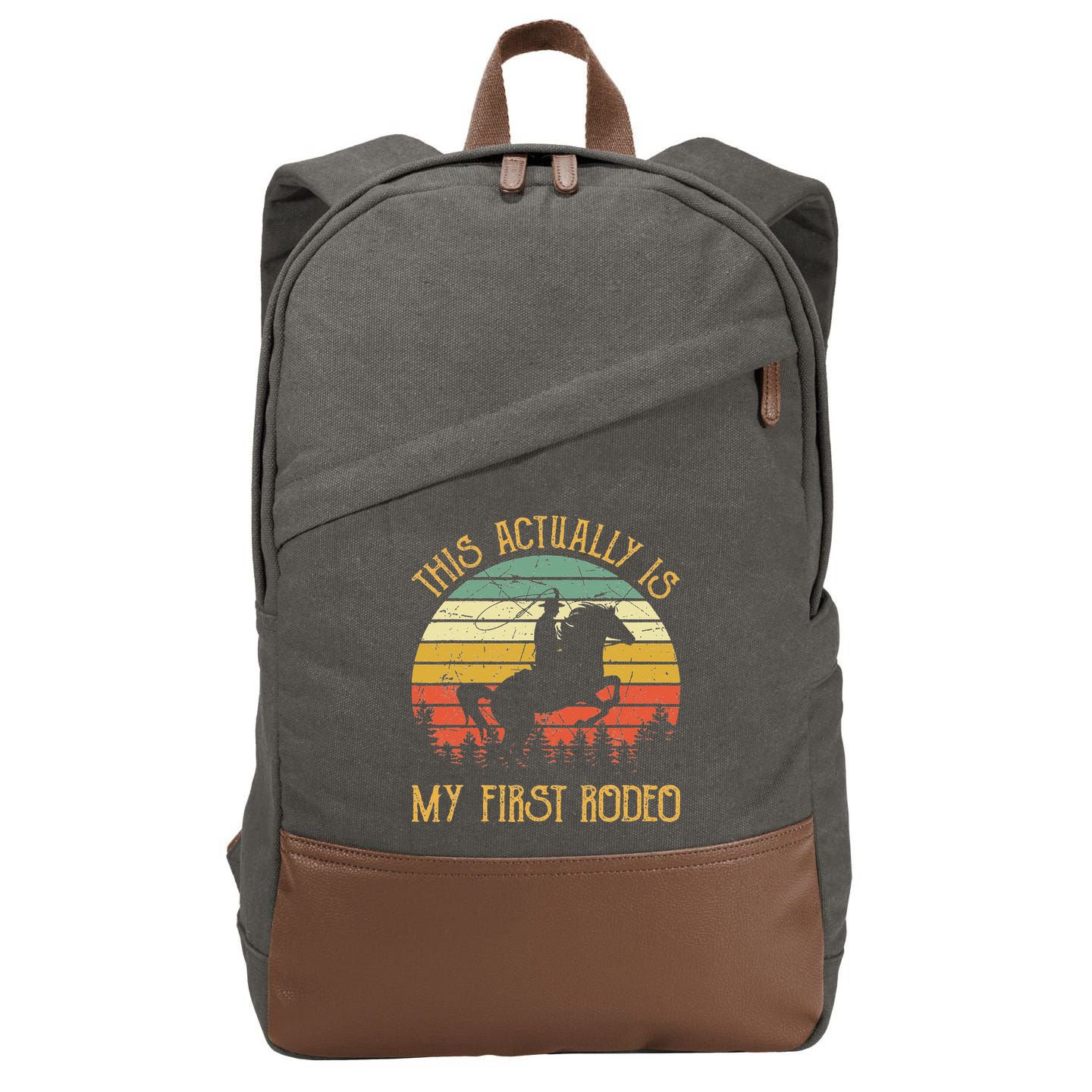 Funny Country Life Howdy This Actually Is My First Rodeo Cotton Canvas Backpack